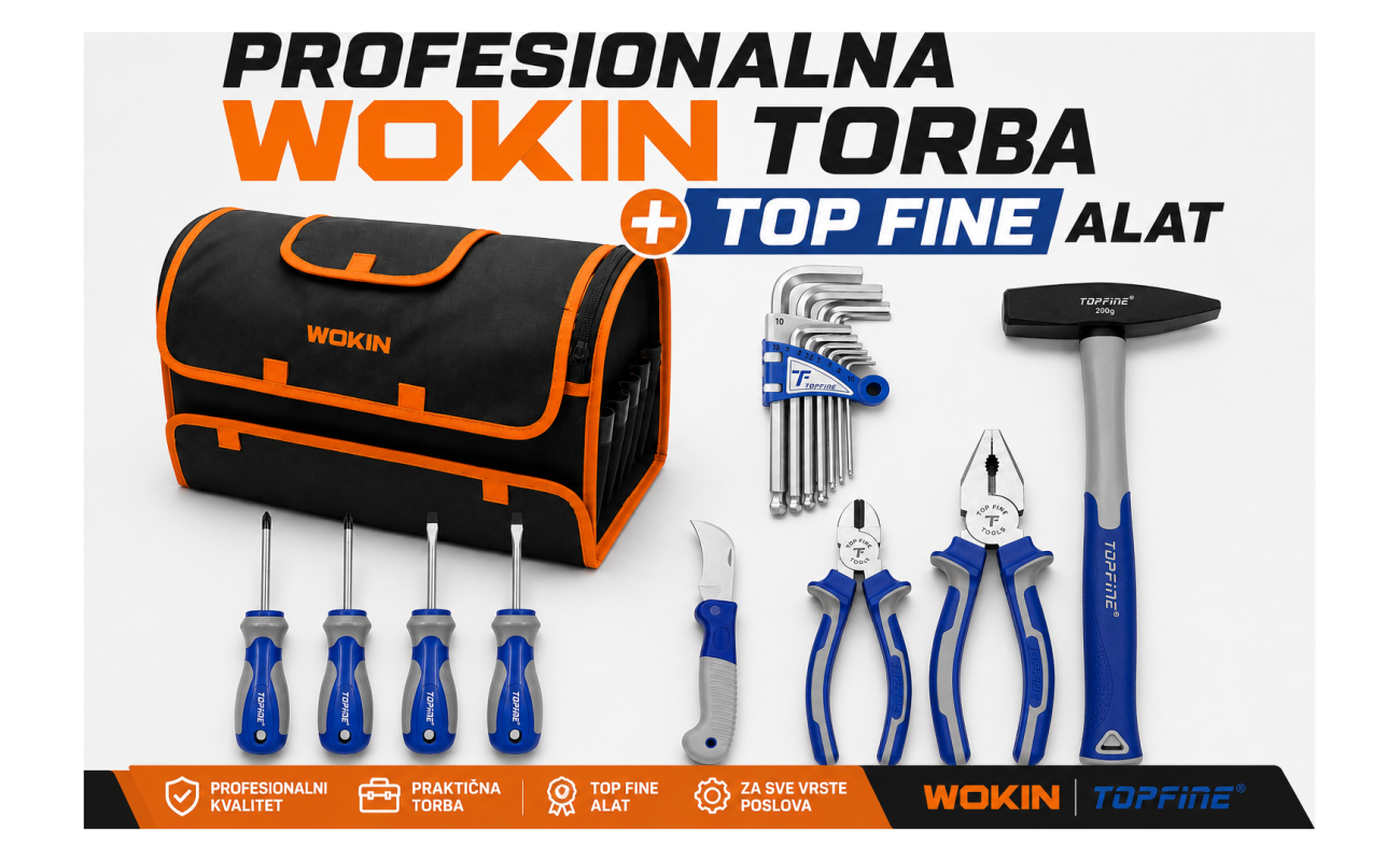 Set ručnih alata sa torbom 17 delova Wokin + Top Fine