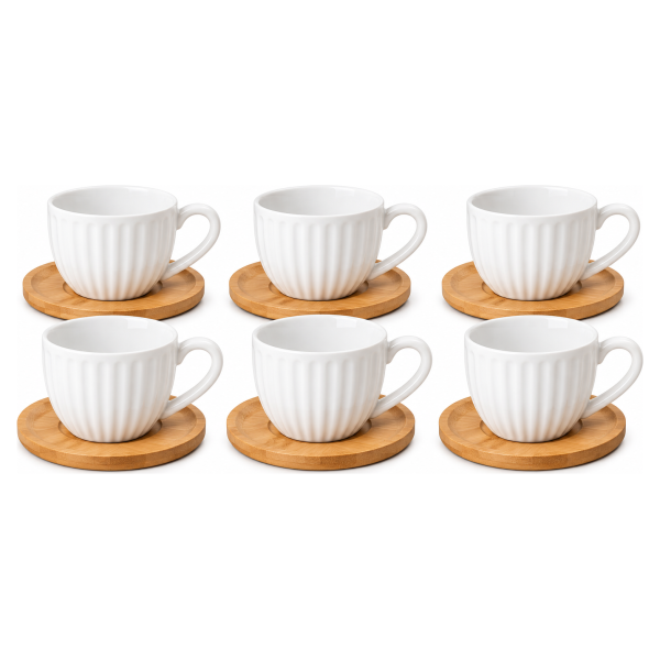 Set šolja 6/1 sa drvenim tacnama