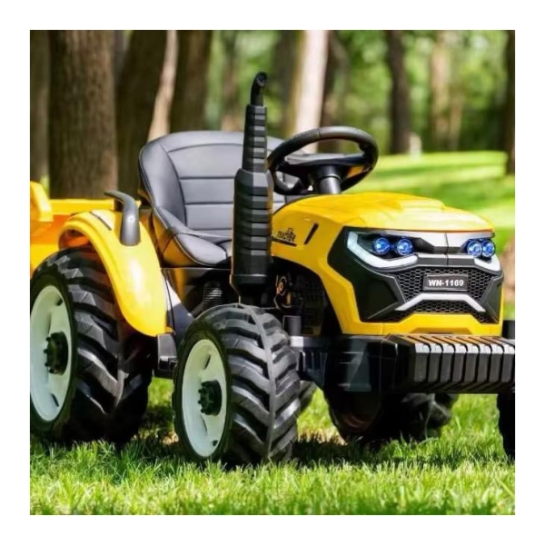 Dečiji traktor sa prikolicom  – žuti