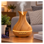 Aroma difuzer i ovlaživač vazduha sa LED osvetljenjem  – imitacija drveta