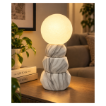 Dekorativna stona lampa sa kuglom  – siva, imitacija mermera