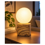 Dekorativna stona lampa sa kuglom  – braon, imitacija mermera