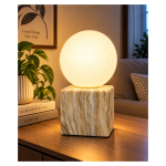 Dekorativna stona lampa sa kuglom – bež, imitacija mermera