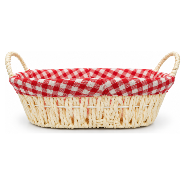 Pletena korpica za hleb elipsasta sa ručkama – bela