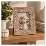Dekorativni ram za slike  – roze-zlatni sa cvetnim ornamentima, 10 × 15 cm