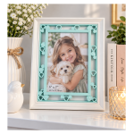 Dekorativni ram za slike  – beli sa mint zelenim detaljima i srcima, 13 × 18 cm