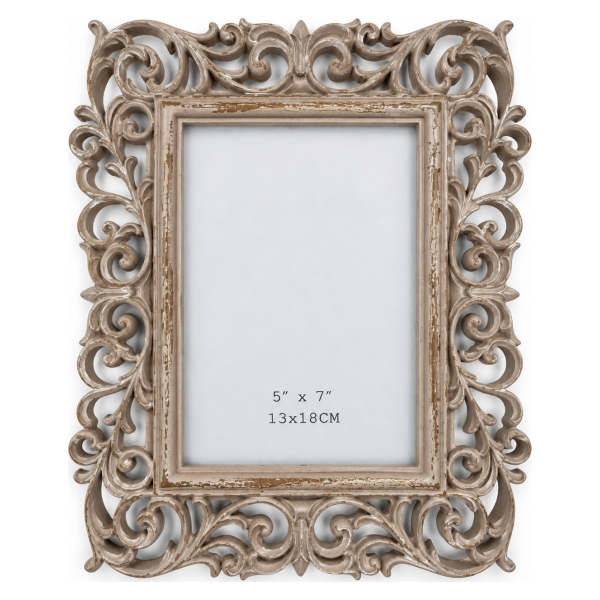 Dekorativni ram za slike  – bež sa baroknim ornamentima, 13 × 18 cm