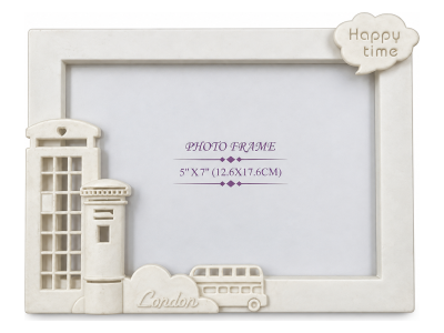 Dekorativni ram za slike HL739H – krem beli sa motivima Londona, 13 × 18 cm