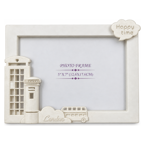 Dekorativni ram za slike HL739H – krem beli sa motivima Londona, 13 × 18 cm